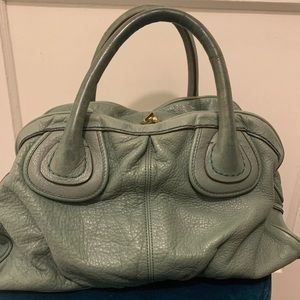 Presa pebbles leather green satchel bag